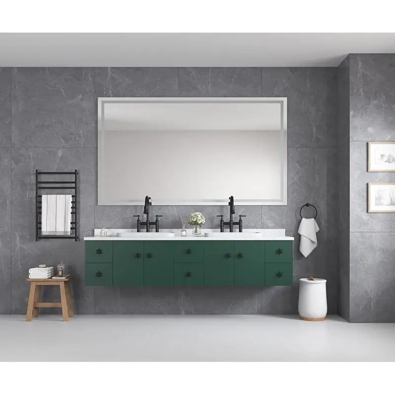 مرآة حمام LED قابلة للتعتيم مقاس 84 × 48 مع إضاءة أمامية وخلفية، مضادة للضباب، وظيفة الذاكرة، 3 خيارات ألوان، زينة جدارية كبيرة #5