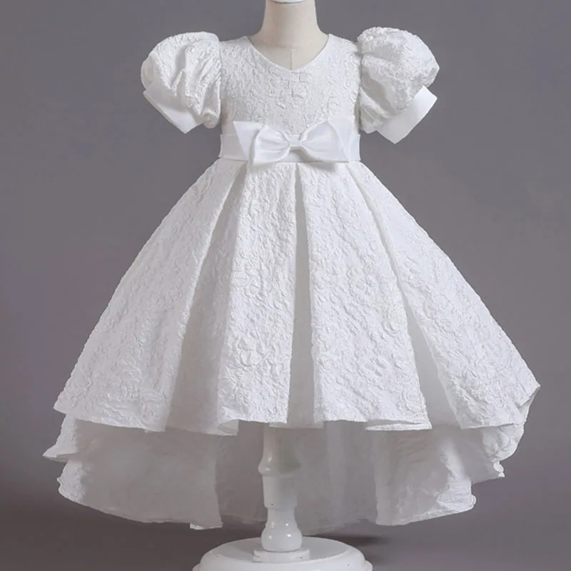 Kid Girls Elegant Wedding Pearl Petals Girl Dress Princess Party Pageant Long Sleeve Lace Tulle for 3 4 5 6 7 8 9 10 11 12 Yrs