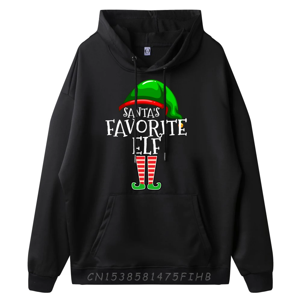 Santa Is Favorite Elf Group Matching Family Christmas Grey Hoodie Graphic Tee Breathable Tops Lovers Day