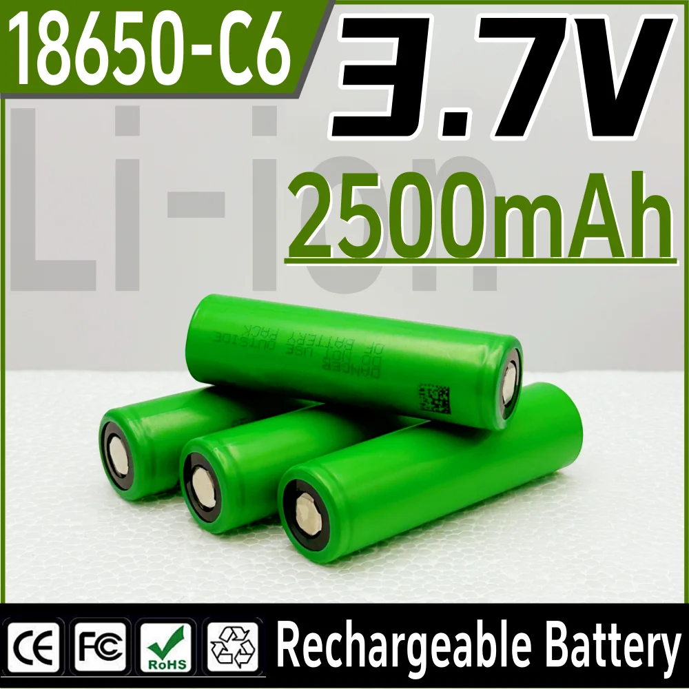 3.7V 2500mAh Rechargeable Battery 18650-C6 Lithium-ion Battery Suitable for fans, remote controls, toy cars, flashlights etc