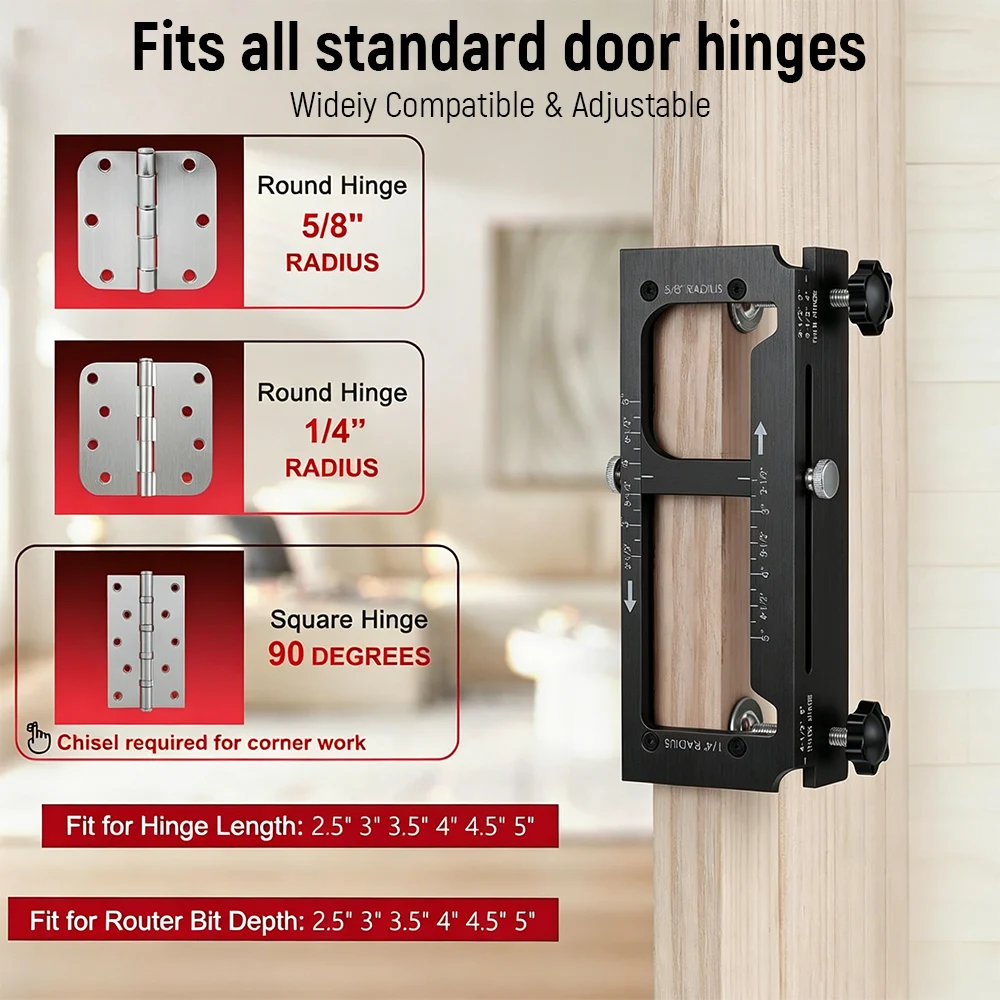 Aluminum Alloy Door Hinge Lock Drill Positioning Template Kit Template Router Lift for Door Hinge Installation for Door Locks