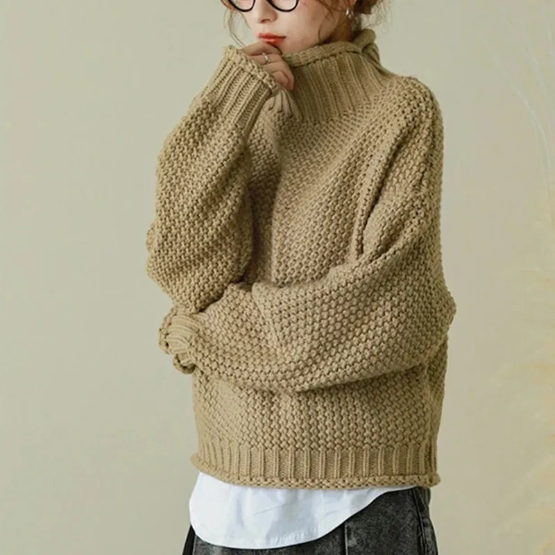 

2023 Winter New Half High Collar Pullover Underlay Soft Waxy Versatile Solid Color Knit