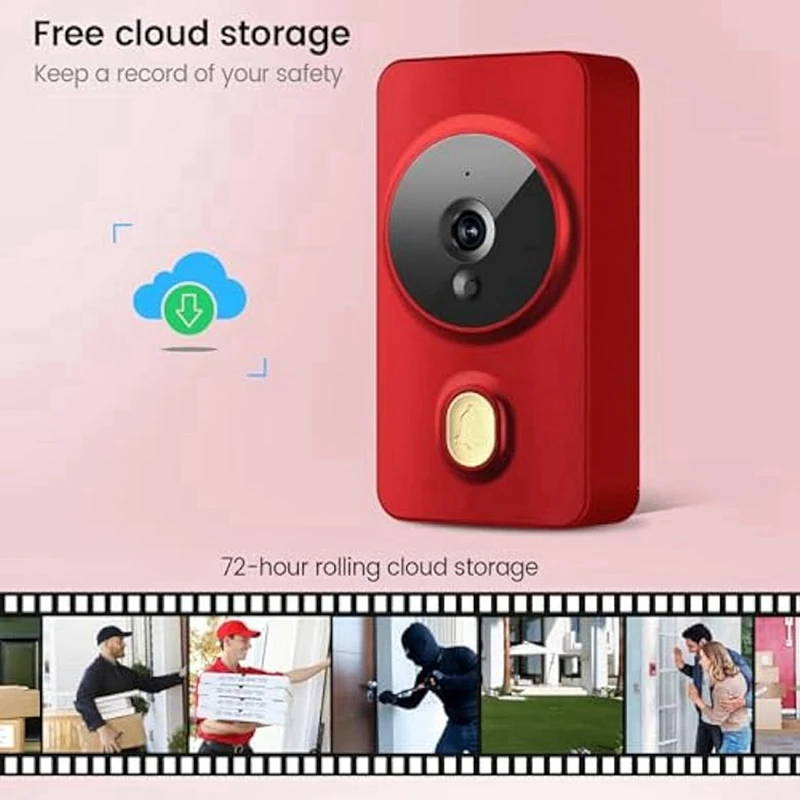 Smart Wireless Video Doorbell,Smart Wireless Remote Video Doorbell,With Call,Video,Photo,And Video Recording Functions