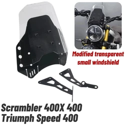 New For Triumph Speed 400 Speed400 Scrambler 400X Modified Windshield Aluminum Alloy Transparent Small Windshield Decoration