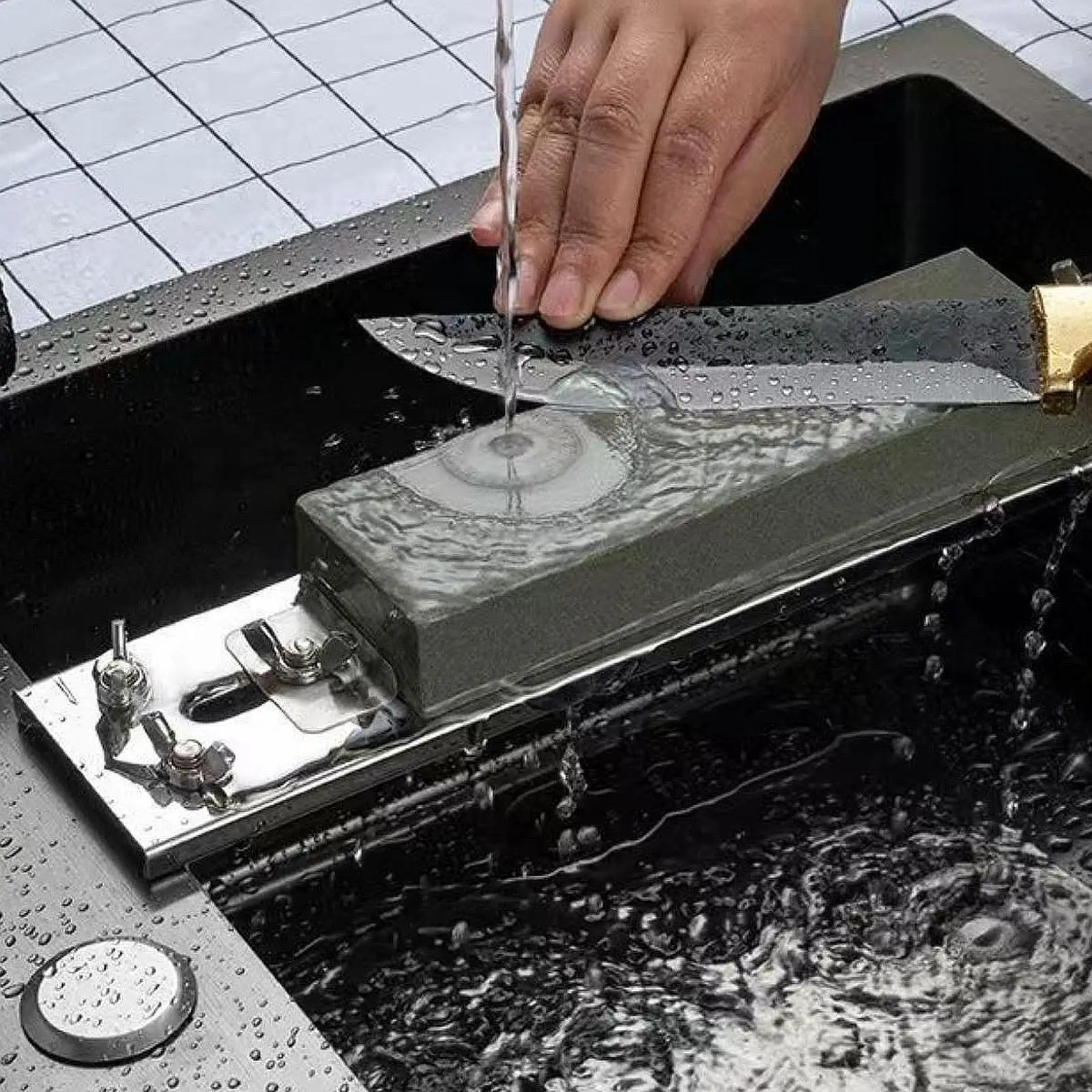 Professional Sink Bridge for Whetstone Stainless Steel Holder Adjustable Base for Chef Oil Stones Polishing