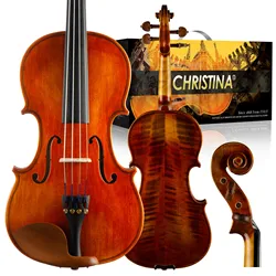 CHRISTINA Beginner Violin NEW Model MUSE Red Glossy 4/4-1/8 Size Available Solid Spruce Maple Semihandmade with Full Accessories