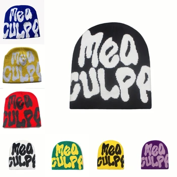 MĘŻCZYZNA CULPA czapka z dzianiny z literami jesienno-zimowa na zewnątrz ciepła i modna wszechstronna czapka pulowerowa unisex trend uliczny czapka hip-hopowa