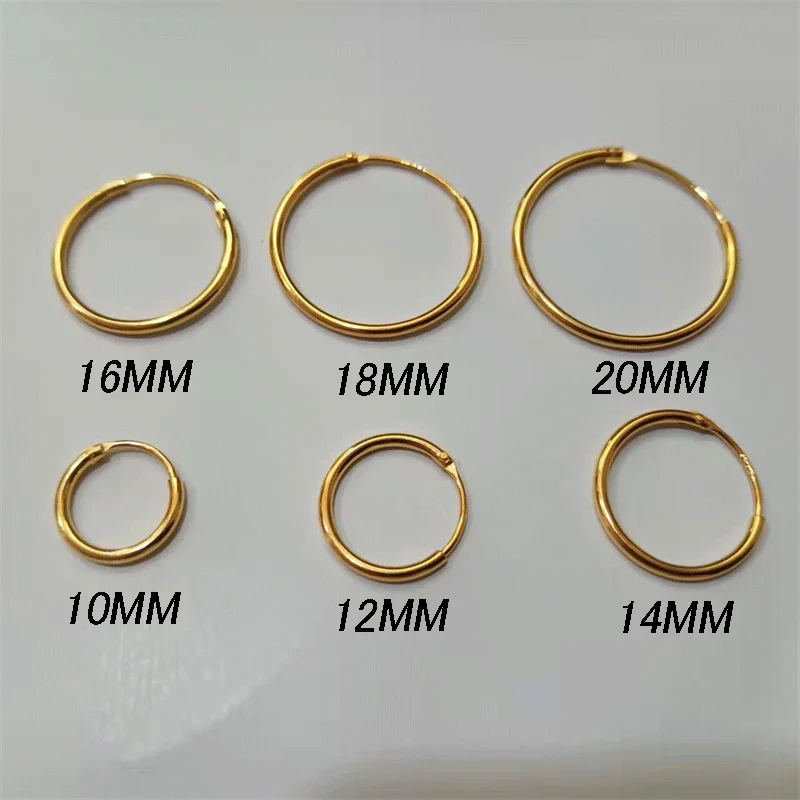 SOMILIA-pendientes de aro chapados en oro para mujer y hombre, joyería de plata de ley 925, 1,2 MM, 10-20MM