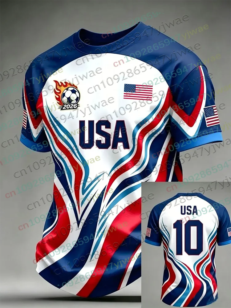 Maillot de football américain 2026 pour hommes et femmes, maillot de football spécial drapeau USA pour jeunes, t-shirt d'entraînement respirant pour la compétition estivale