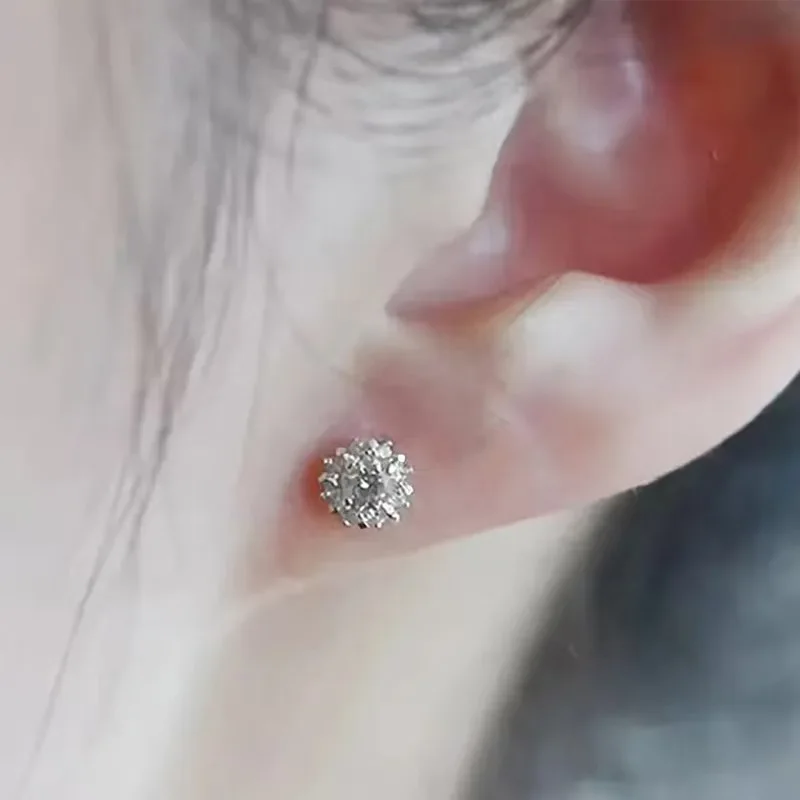 

Jkeli S925 Sterling Silver 14K Gold Plated Mini Universe Single Diamond Elegant Stud Earrings Women Simple Versatile Ear Jewelry