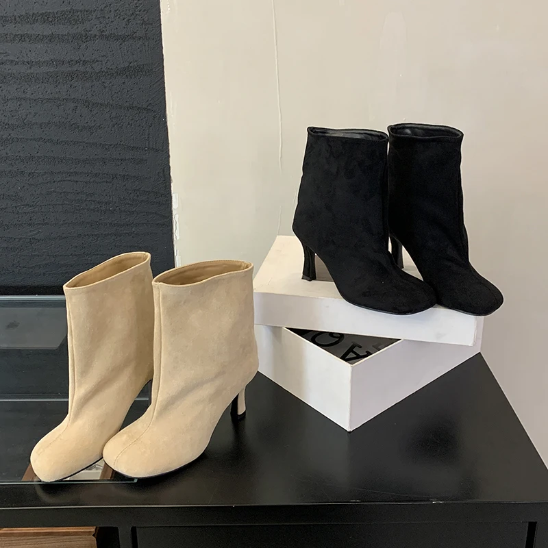 AIYKAZYSDL 2026 ساحة تو فو الجلد المدبوغ حذاء من الجلد كعب منخفض هريرة الحديثة الغربية قصيرة Bootie أحذية أنيقة الخريف الربيع 41 42 #4