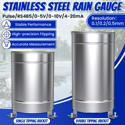 Full Stainless Steel Rain Sensor Module Tipping Bucket Type Rainfall Measurement Highly Accurate Transmitter Pulse RS485 0.2MM