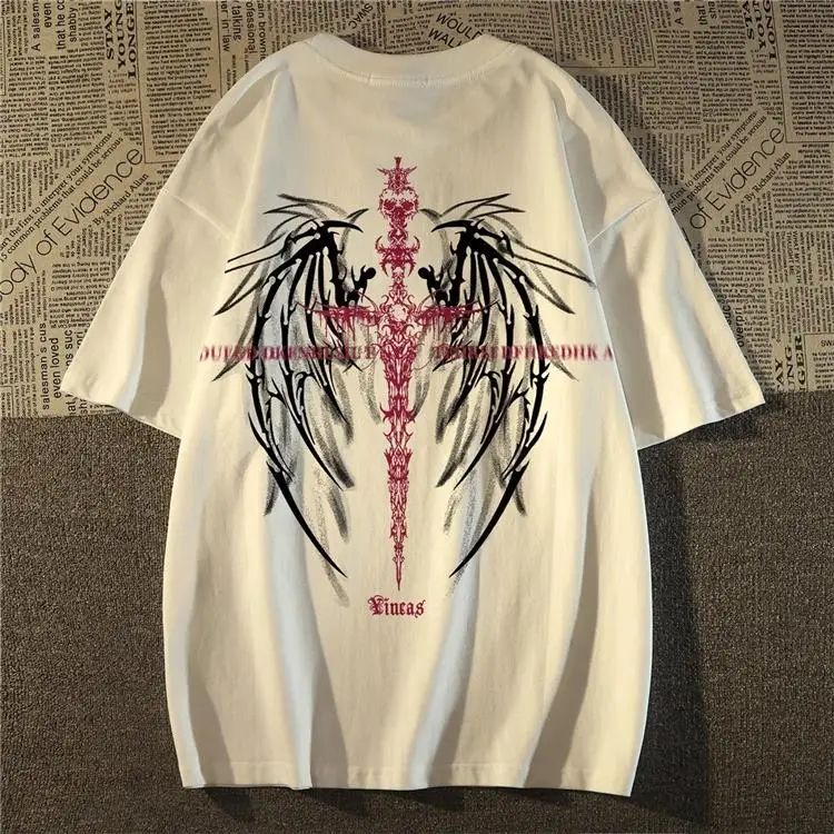 Personalizado rua tendência asa impressão 100% algodão masculino woment camiseta verão ou…