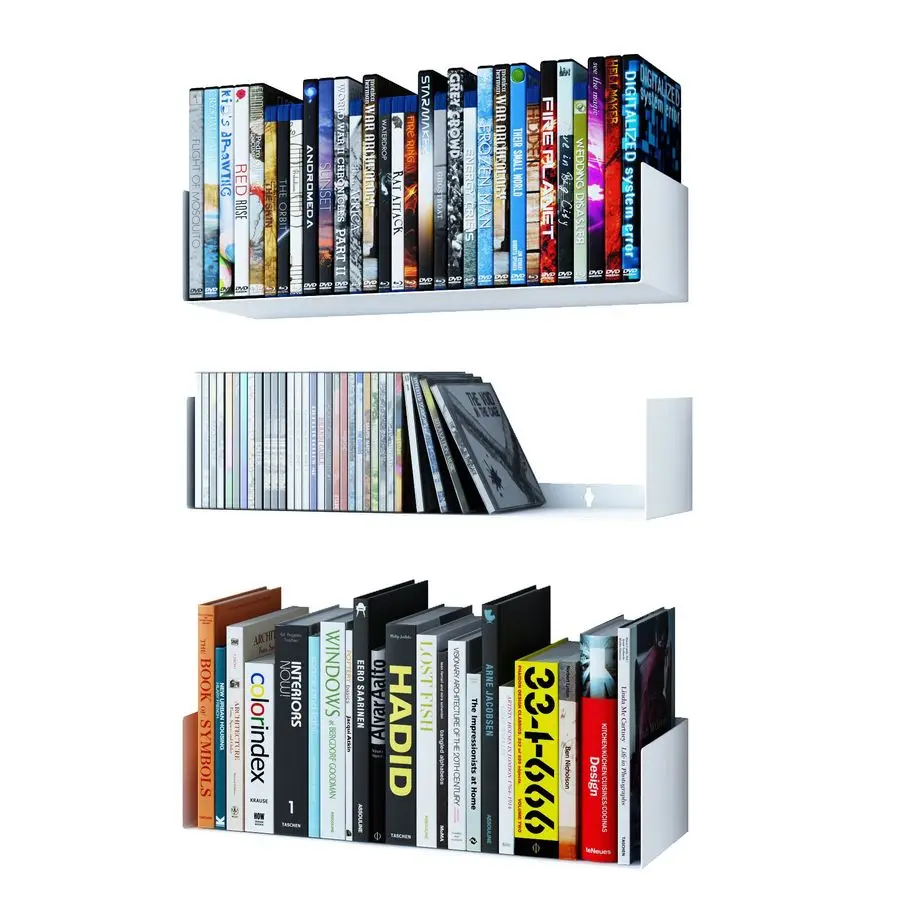 

Bali White Floating Shelves for Wall, CD DVD Storage Shelves and Metal Bookshelf Set of 3