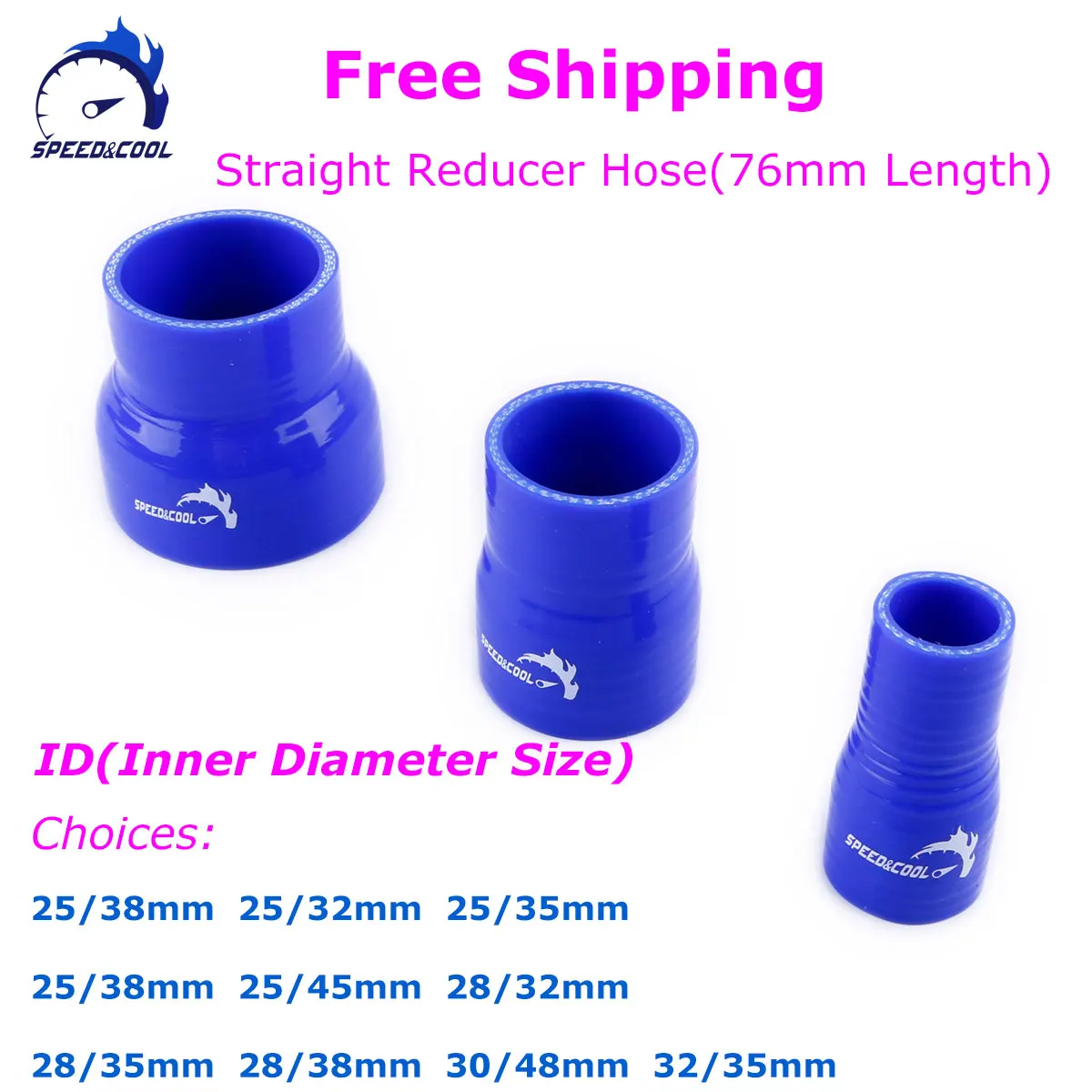 Straight Reducer Hose General 25mm 28mm 32mm 35mm 38mm 45mm 48mm Silicone Coolant Intercooler Pipe Tube Hose