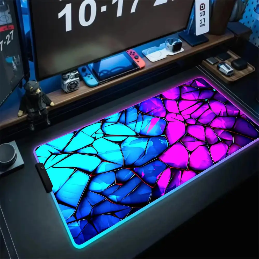 

Коврик для мыши RGB, художественный текстурный узор, светодиодный светящийся игровой коврик, резиновый противоскользящий настольный коврик, аксессуары для ПК, игровая клавиатура, коврик для мыши