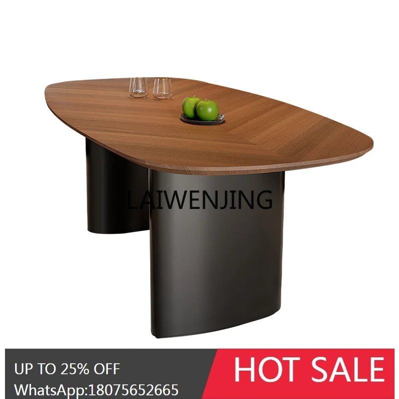 

French antique solid wood dining table and chair combination modern simple oval household table