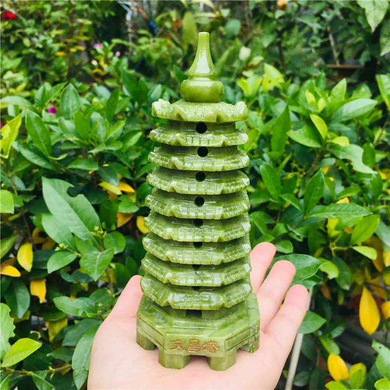 

Natural stone jade pagoda point carved stone wenchang tower energy and chakra crystal healing crystals