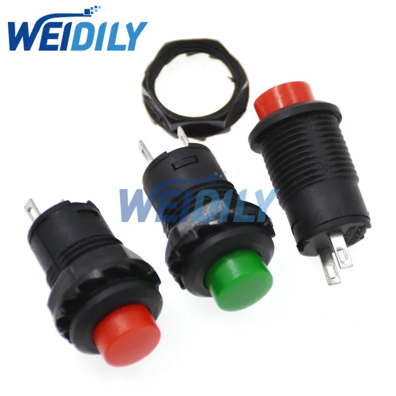 5PCS Red Green Color 12MM Self Return Momentary Push Button Switch DS-428 Self Locking Switch