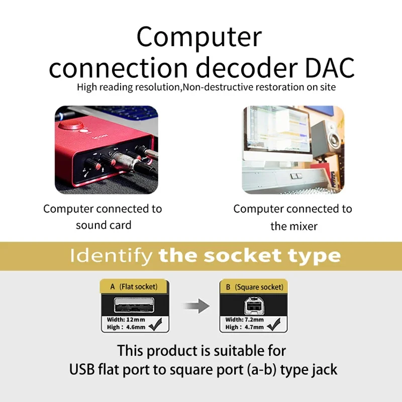 TODN HIFI USB Cable DAC A-B Alpha OCC Digital AB Audio A to B high endType A to Type B Hifi Data Cable