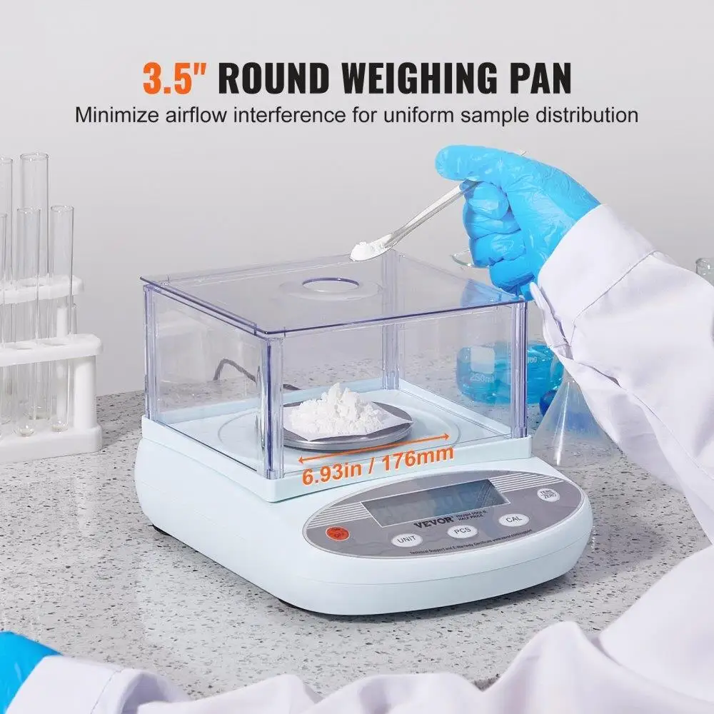 High Analytical Balance Scale 500g x 0.001g with Windshield LCD Display for Laboratory Use