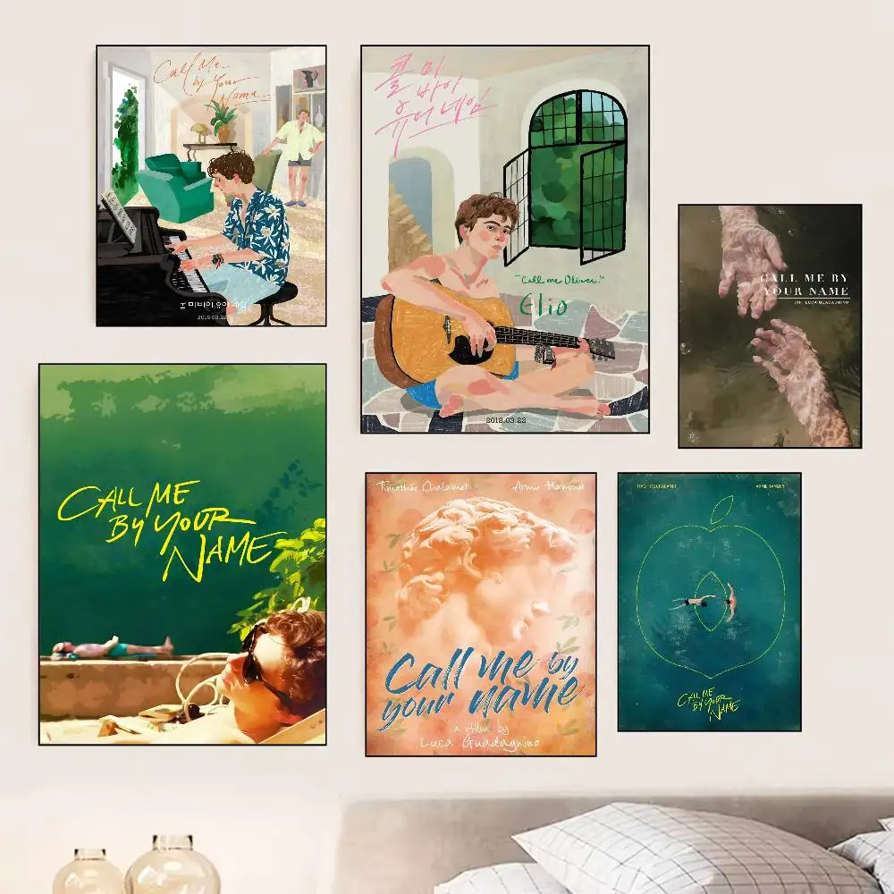 Movie Call Me By Your Name Movie Poster Self-adhesive Art Room Entrance Restaurant Wall Decor Art Painting