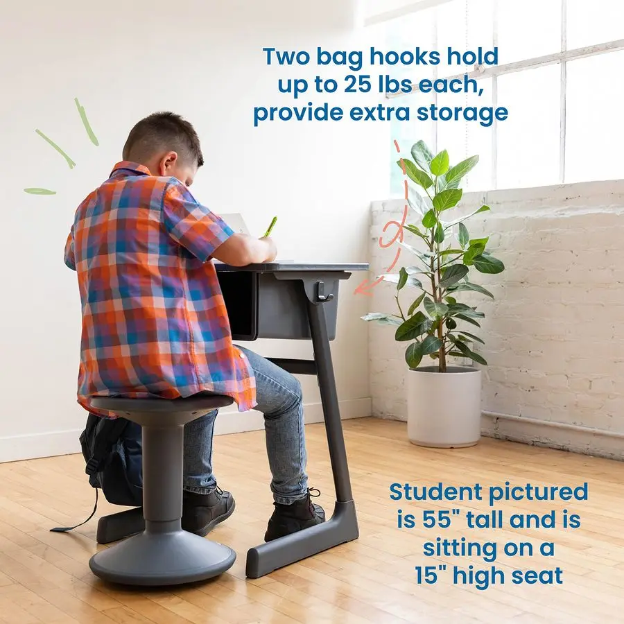 Reception aperta Cave con scatola per libri in plastica, mobili per l'aula, acero nero