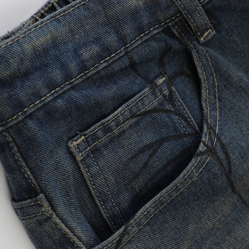 Amerikanische Vintage Herren Denim Shorts Y2k Streetwear Washed Distressed Gedruckt Grafik Shorts Sommer Neue Baggy Casual Shorts Männlich