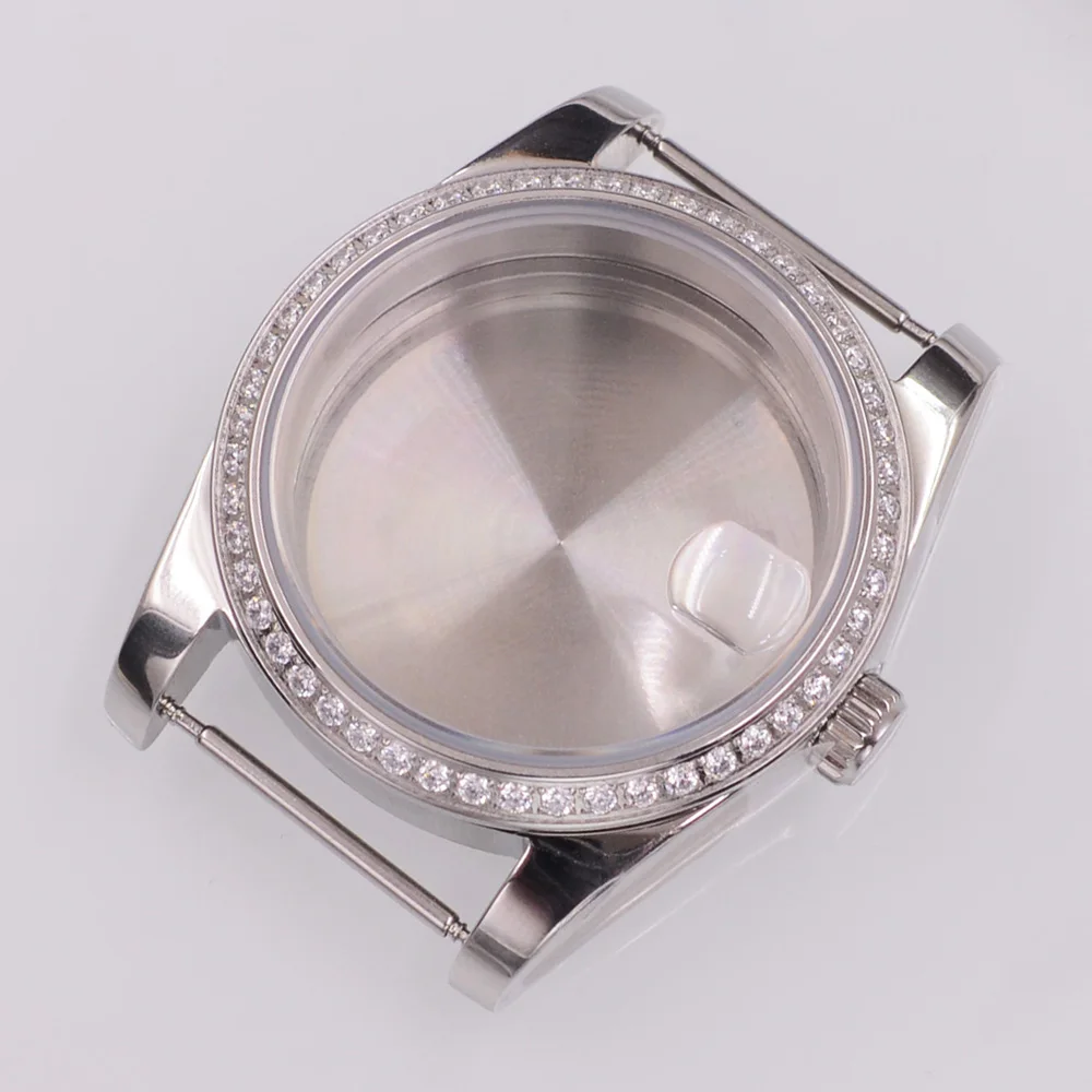 

36mm/40mm Stainless steel Watch Case Sapphire Glass Fit NH34 NH35 NH36 PT5000 ETA2824 ST2130 Movement Silver