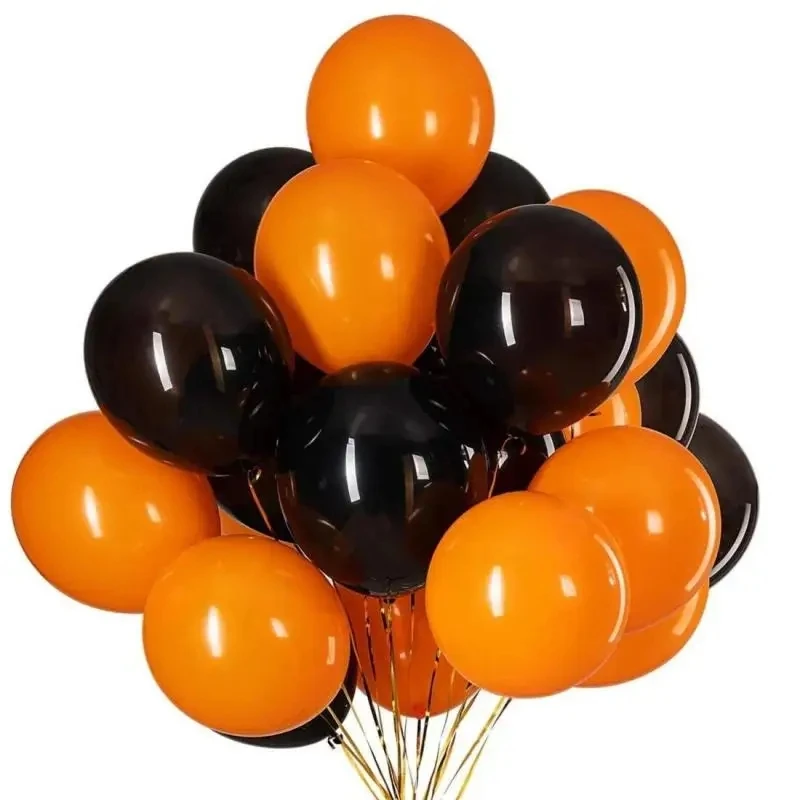 بالونات لاتكس برتقالية وسوداء ، ديكورات حفلات للهالويين ، موضوع أعياد الميلاد ، زينة حفلات الزفاف ، لوازم هواء كروي ، 10 في ، 50 في #2