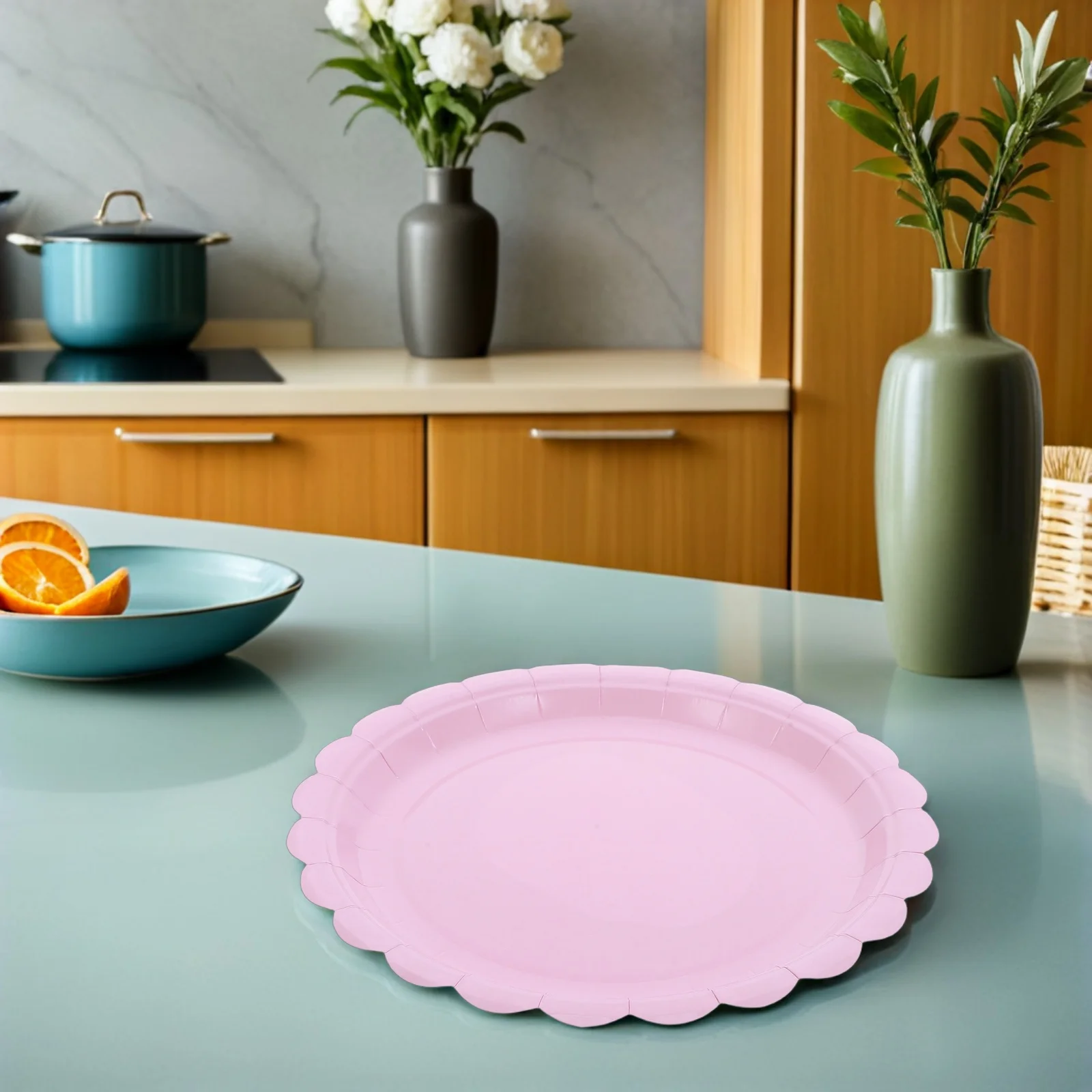 

50Pcs Flower Dinnerware Plates Disposable Small Dessert Plates for Women Spring Festival Dinner Dessert Plate