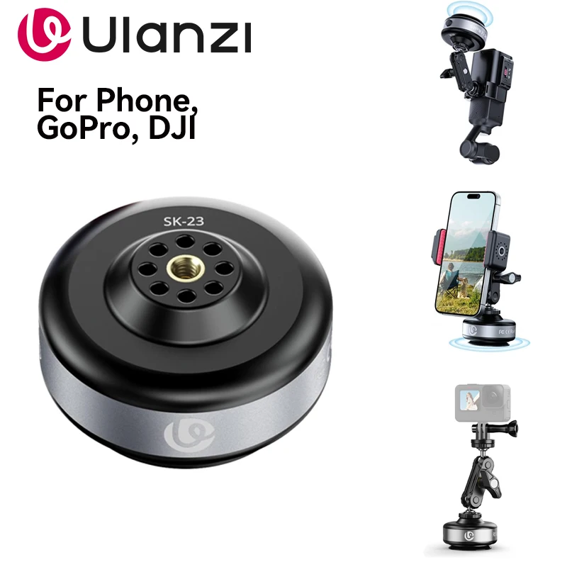 Ulanzi SK-23 soporte magnético para teléfono con ventosa automática eléctrica soporte multifuncional soporte para coche con succión al vacío antivibración