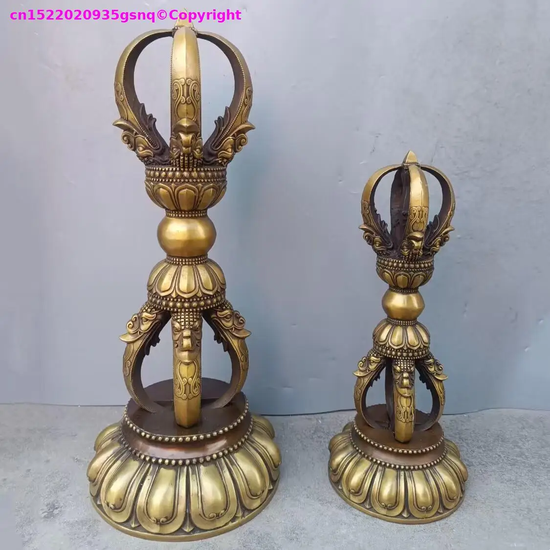 large Buddhist Tantric Artifacts ritual implements Copper vajra For temple Master monk Buddhist alter family enshrine