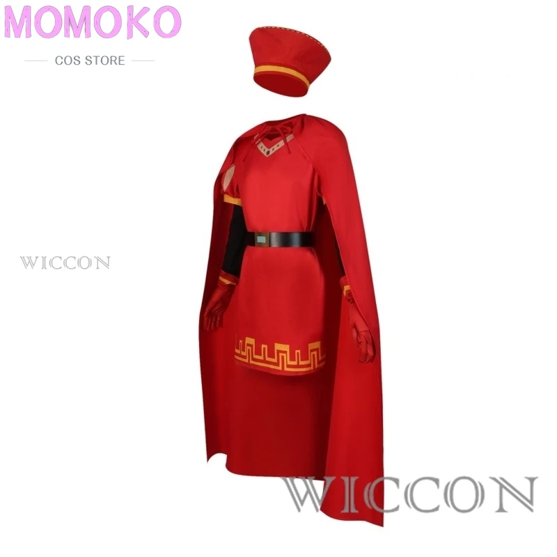 Lord Farquaad Cosplay Anime Kostüm Uniform Umhang Handschuh Hut Set Mittelalterlichen Cosplay Halloween Party Rot Outfit Für Kind Frauen Männer