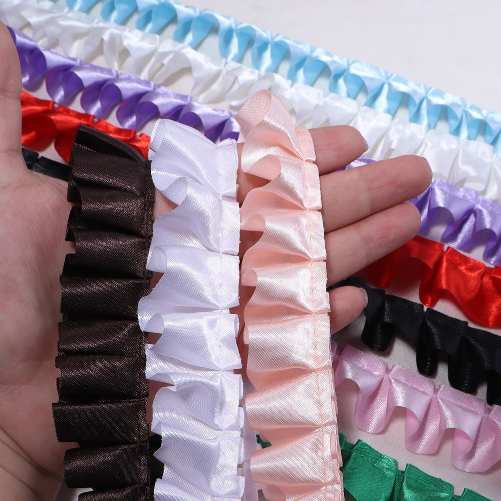3 Yards 2,5 cm breites Satinband, Satin-Rüschen für DIY Puppenkleidung, Kleider, Hutdekoration, Nähzubehör, Bastelzubehör – Detail 3