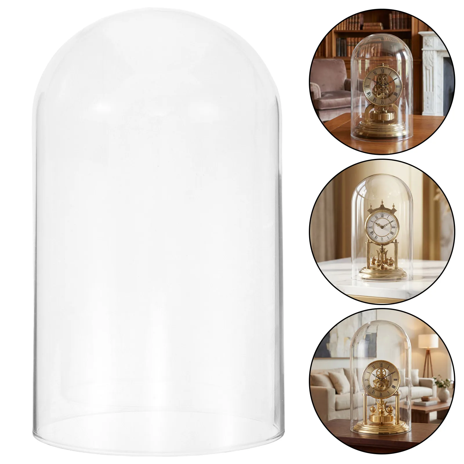 Glass Dome for Vintage Clock Transparent Cloche Decorative Bell Jar Display for Mantel Clock Keepsakes Preservation Dome