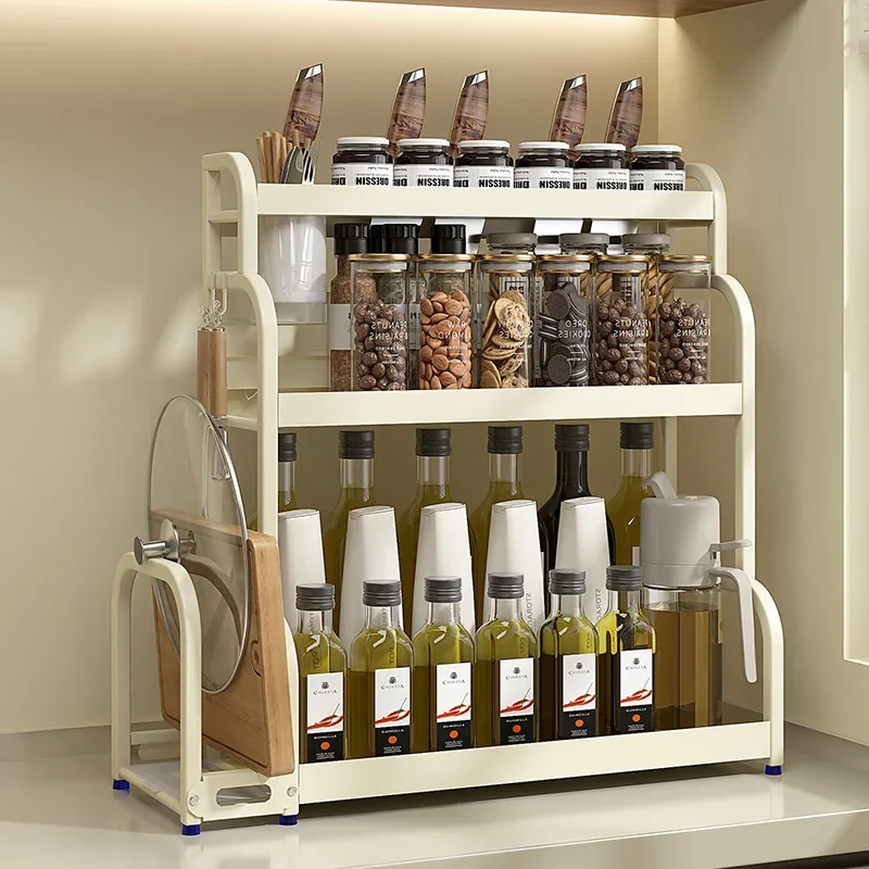 

AOLIVIYA Seasoning Rack Countertop Spice Rack Kitchen Spice Bottle Rack Cutting Board Knife Organizer Modern Style A854296