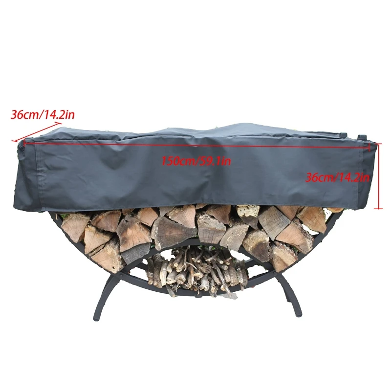 Y166 Large Capacity 59x14x14in 210D Oxford Cover Firewood Log Rack Outdoor Log Holder for Protection Waterproof Weatherproof