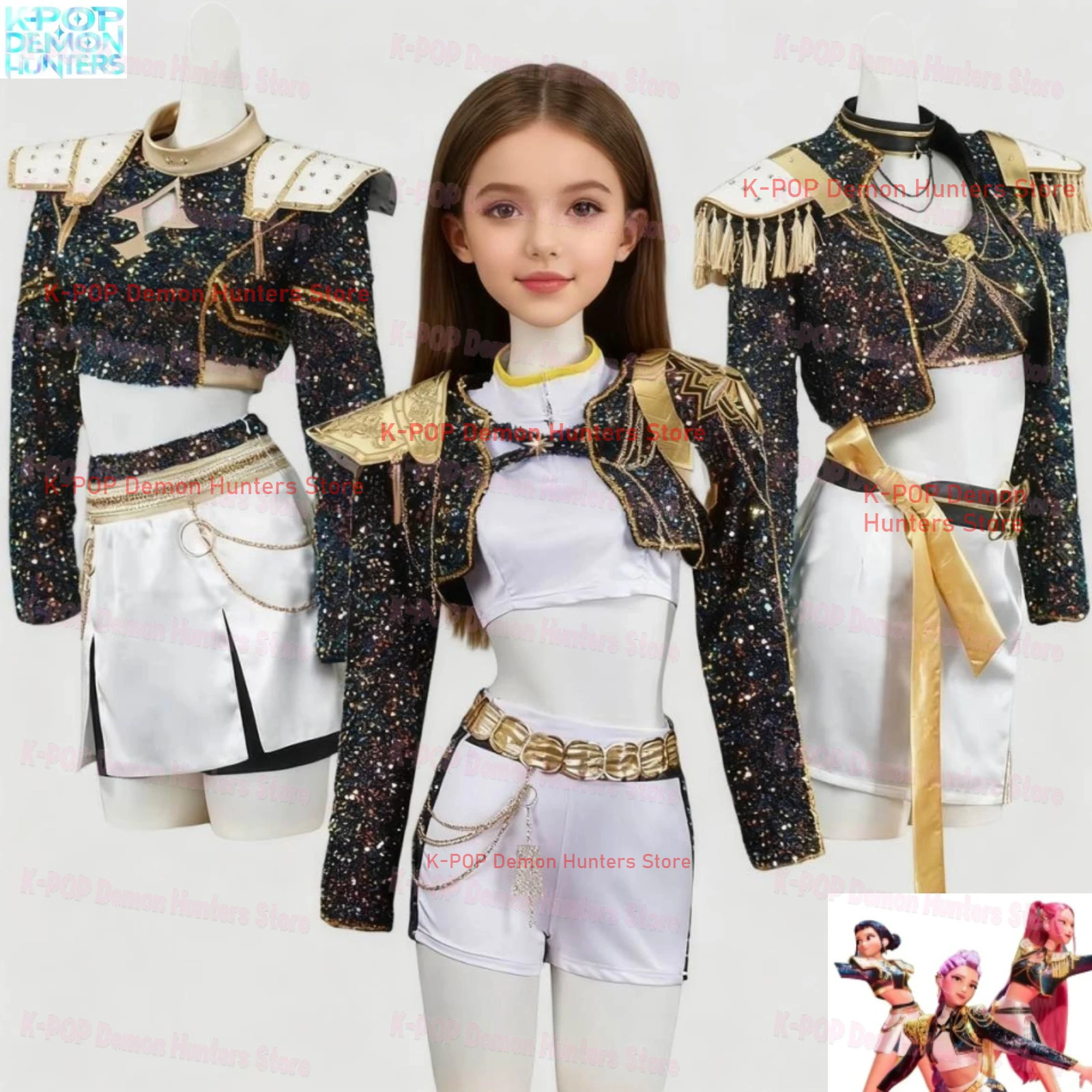 

Enfants filles Kpop chasseurs de démons Rumi Zoey Mira Cosplay fantaisie déguisement pour enfant Roleplay tenues Halloween