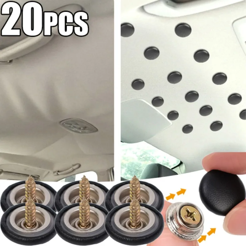 20-5pcs PU Leather Car Interior Roof Fixing Buckles Screw Set Headliner Rivets Retainer Buckle Fastener Decor Auto Accessories