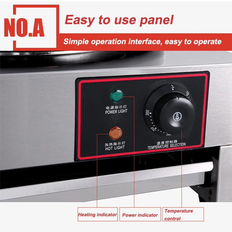 التجارية متعددة الاستخدامات عالية الجودة الكهربائية 40 سنتيمتر كريب صانع آلة وجبة خفيفة المعدات الفولاذ المقاوم للصدأ كريب فطيرة آلة