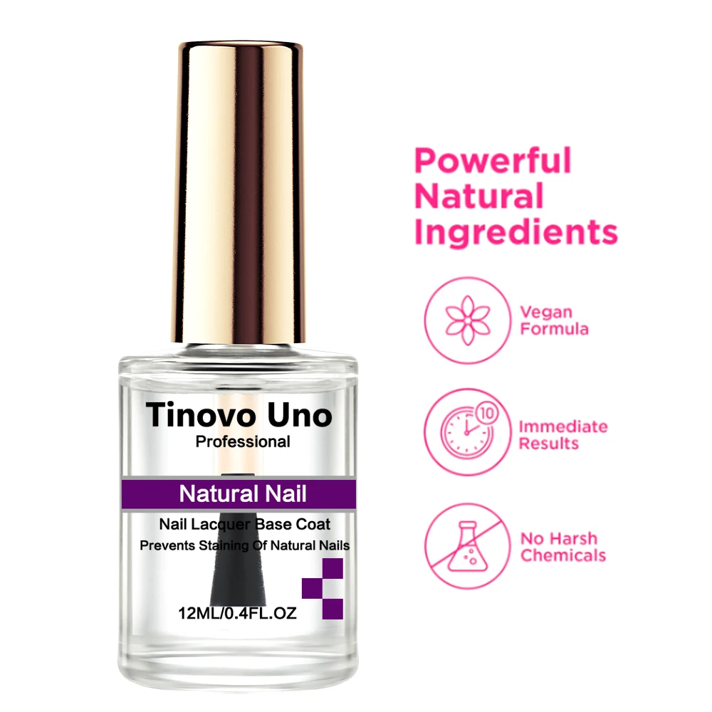 Tinovo Uno-esmalte de uñas Natural, capa Base, secado rápido, pintura superbrillante, endurecedor, manicura