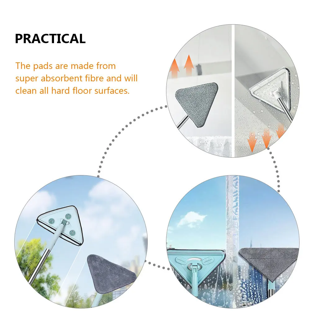 3Pcs Triangle Mop Replacement Pads Super Absorbent Mop Head 