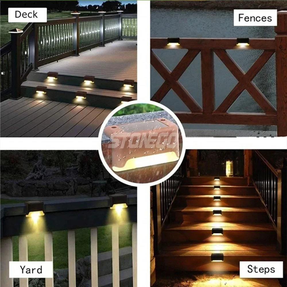 Waterproof Solar Step Light Wall Lamp Outdoor Garden Lighting Sensor Night Light for Staircase Railing Fence Table Lamp