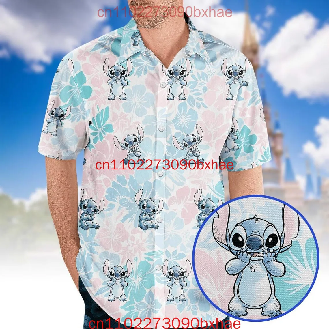 

Stitch Tropical Button Shirt Disney Stitch Summer Aloha T-Shirt Funny Stitch Beach Hawaiian Shirt Short Sleeve Shirt For Kid