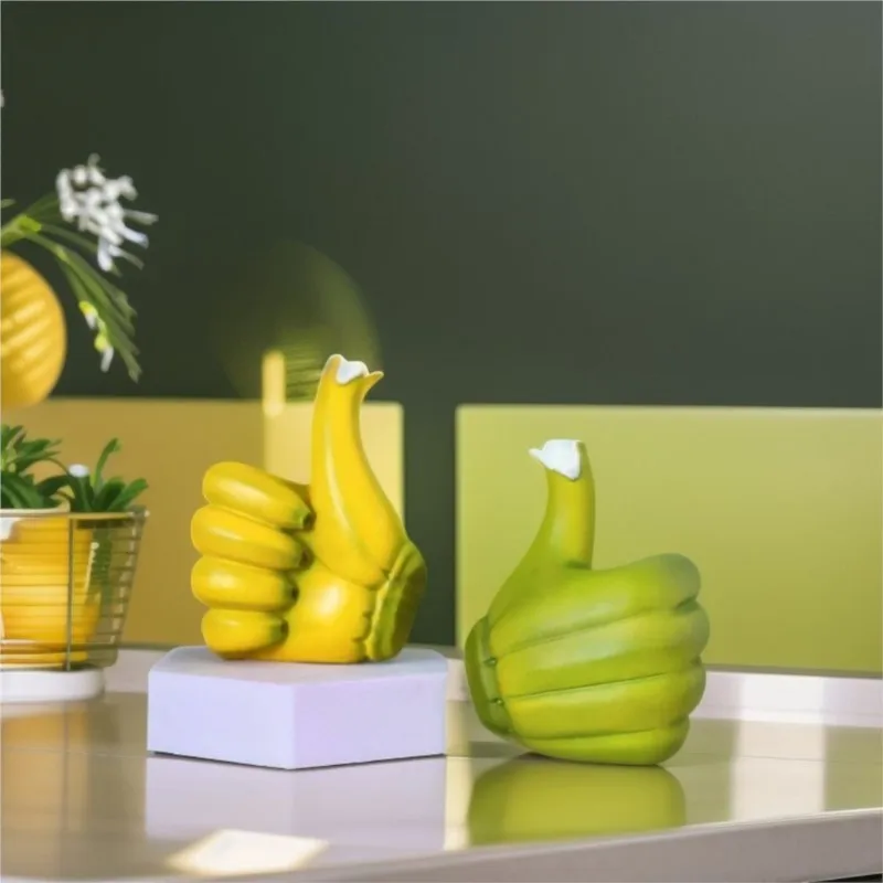 

JOYLIVE Creative Banana Thumbs Up Handmade Resin Crafts Ornaments Home Decorations Living Room Study Wine Cabinet Resin