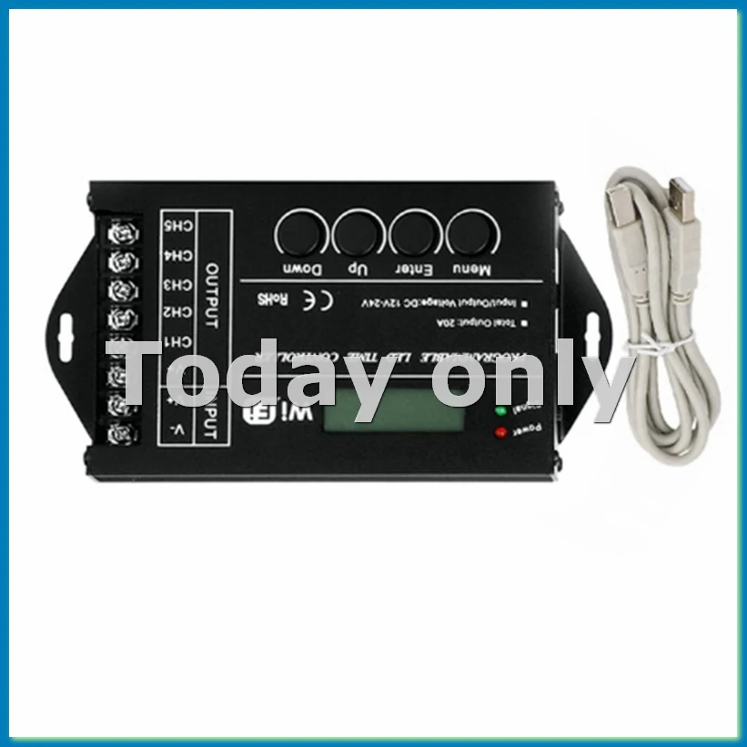 

DC 12V 24V WiFi RGB Time Programmable LED Controller TC421 5 Channels 20A Common Anode Programmable LED Strip Dimmer-A09I
