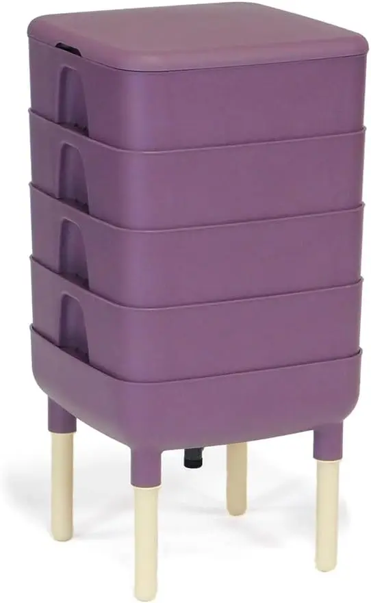 

Компостер для червей на 4 лотка для использования в помещении, эффективный вермикомпостинг с контролем влажности и аэрацией