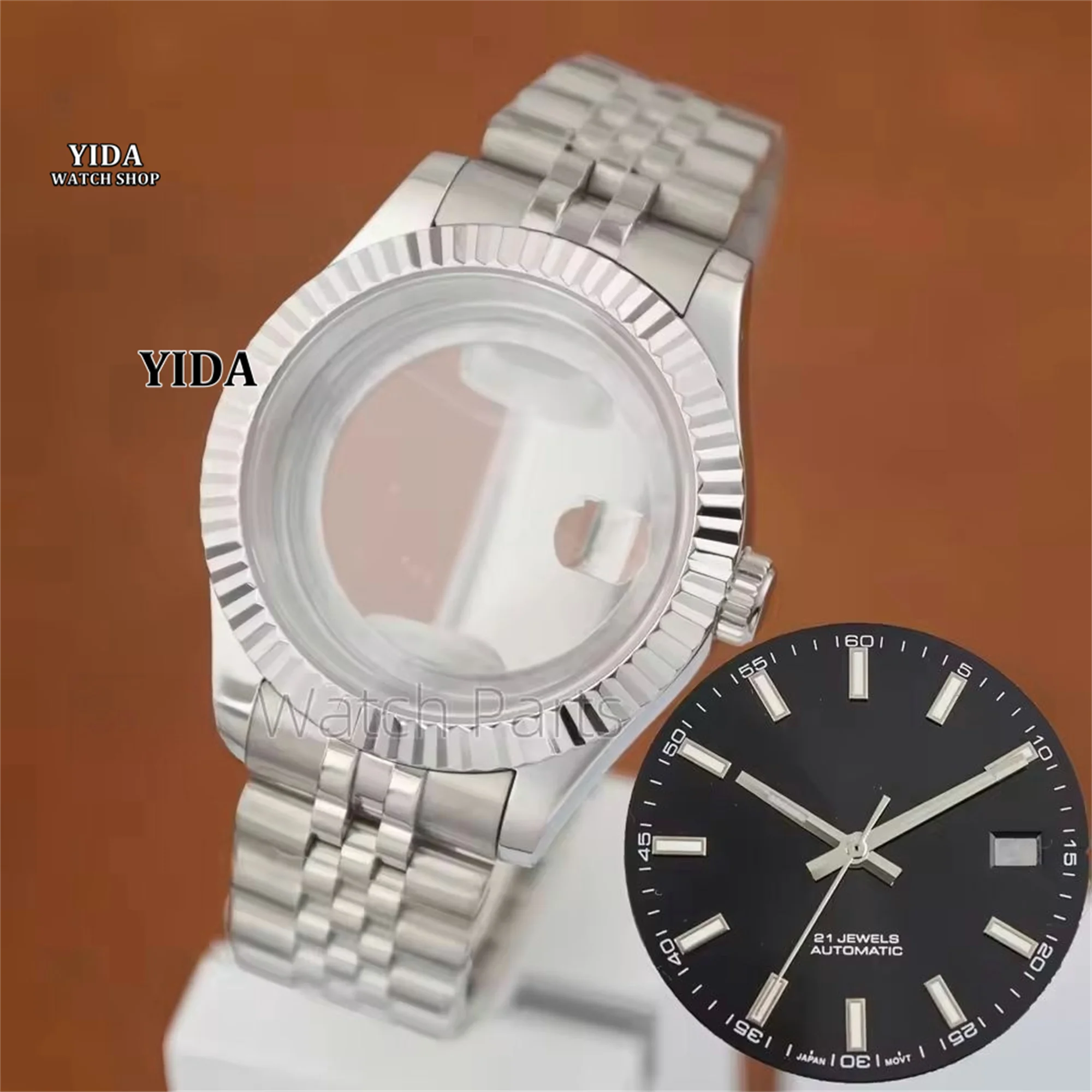 41 мм NH35 корпус часов браслет с сапфировым стеклом 31 мм зеленый светящийся циферблат стрелки для Datejust NH34 NH35 NH36 замена механизмов