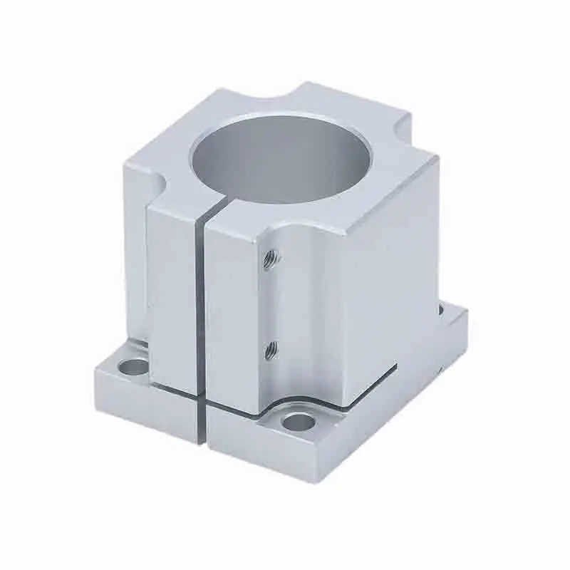 Customized Cnc Machining Anodized Aluminum Guide Shaft Support, Circular Flange Edge Cutting Optical Axis Fixing Seat